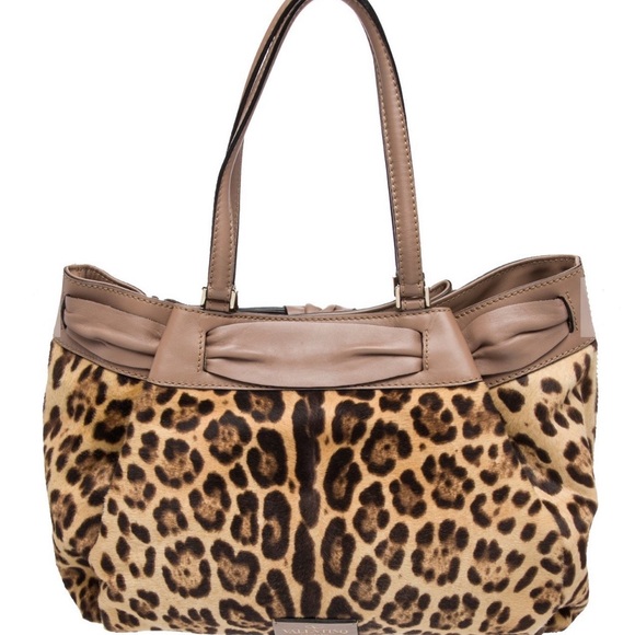 Valentino Garavani Aphrodite Ponyhair Leopard Print Bow Satchel (Retail $2,795) - Picture 4 of 6